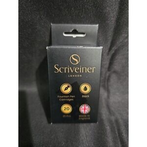 Scriveiner London Fountain Pen Cartridges Black Ink 20 Pcs Made in England